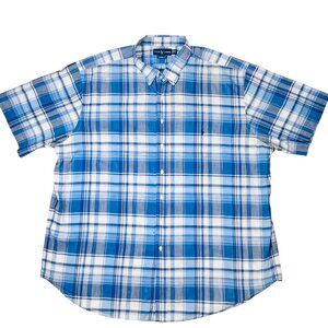 Ralph Lauren Classic Fit Blue Plaid Short Sleeve Mens Shirt 3XLT